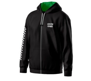 Blusão com Capuz - Grow Gang - Preto Braço Quadriculado