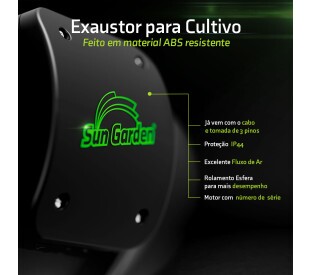 Exaustor Axial In-Line PRO - 200mm - 220v - Black Series - Sun Garden