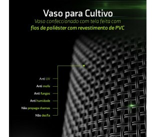 Vaso em Nylon - Grow Gang - 12,5 Litros - 25cm x 25cm x 20cm